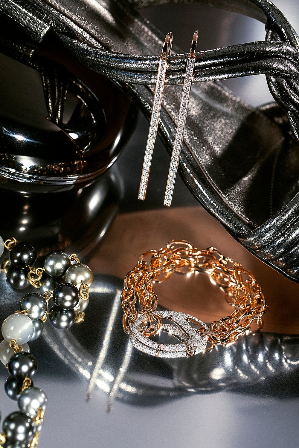 WALTERS FAITH-Saxon Diamond Split Chain Link Bracelet-ROSE GOLD