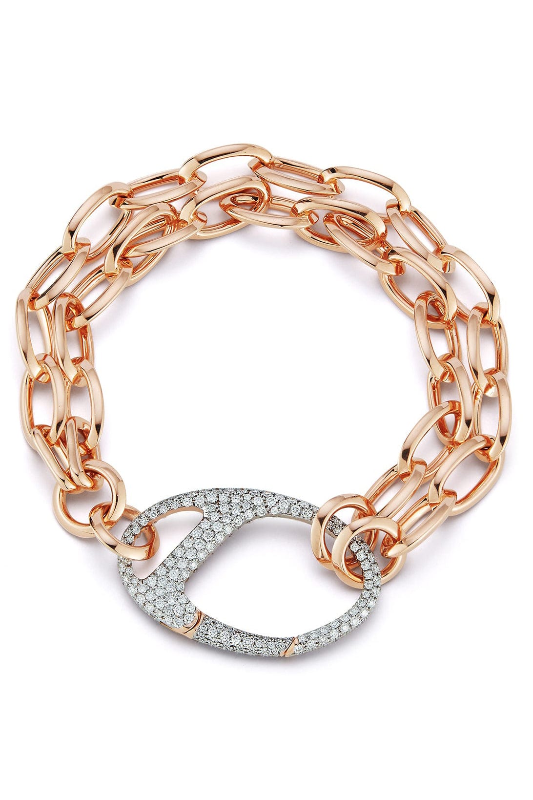 WALTERS FAITH-Saxon Diamond Split Chain Link Bracelet-ROSE GOLD
