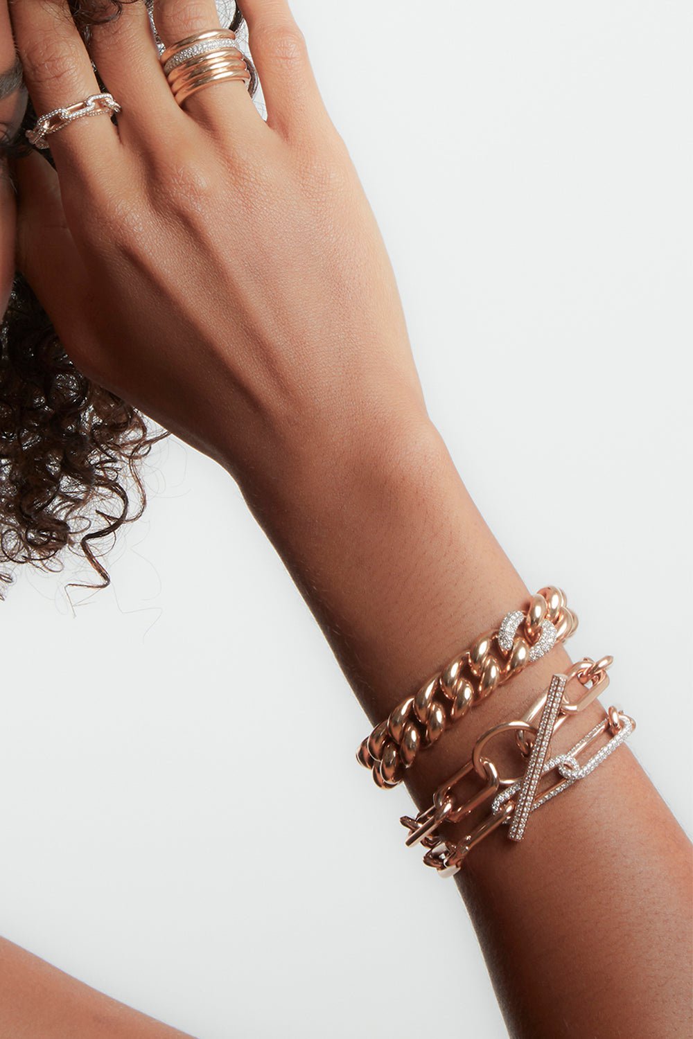 WALTERS FAITH-Saxon Jumbo Link Diamond Toggle Bracelet-