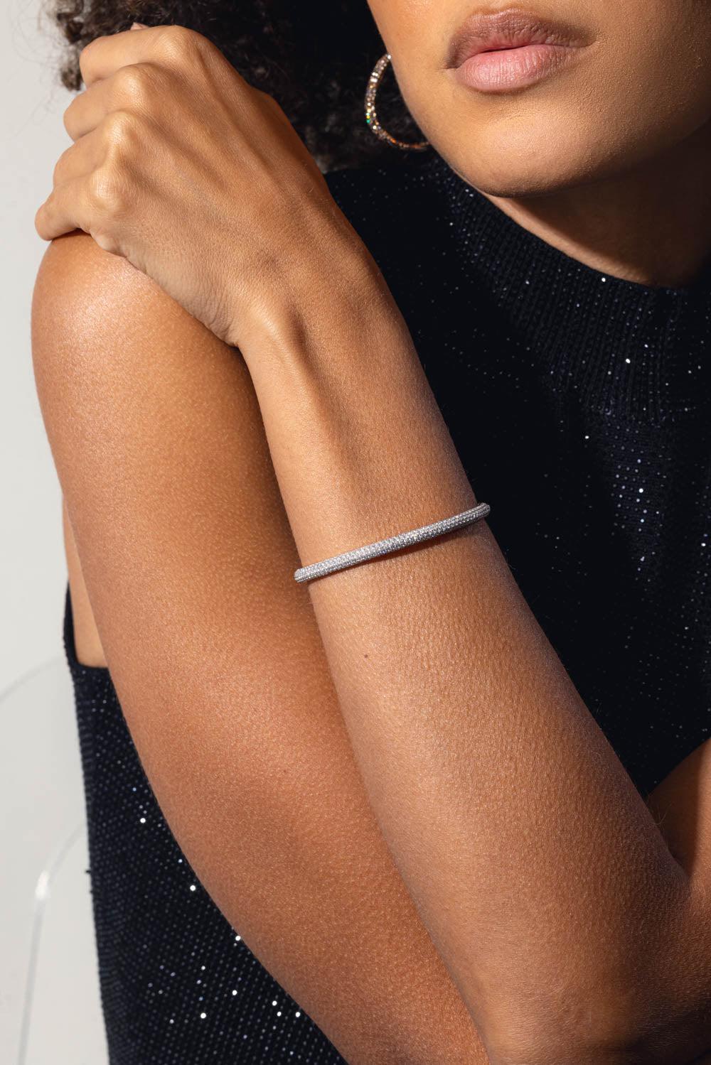 WALTERS FAITH-Thoby All Diamond Tubular Cuff Bracelet-ROSE GOLD