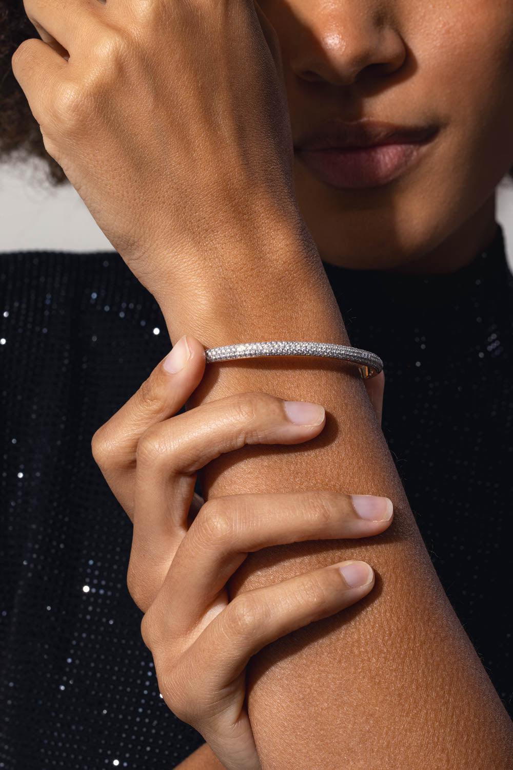 WALTERS FAITH-Thoby All Diamond Tubular Cuff Bracelet-ROSE GOLD