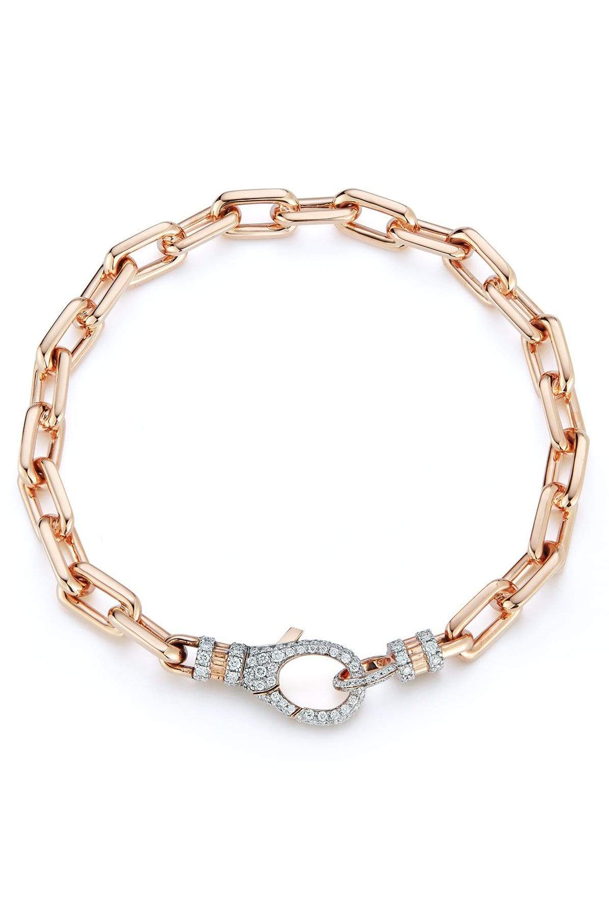 WALTERS FAITH-Clive Diamond Clasp Chain Link Bracelet-ROSE GOLD