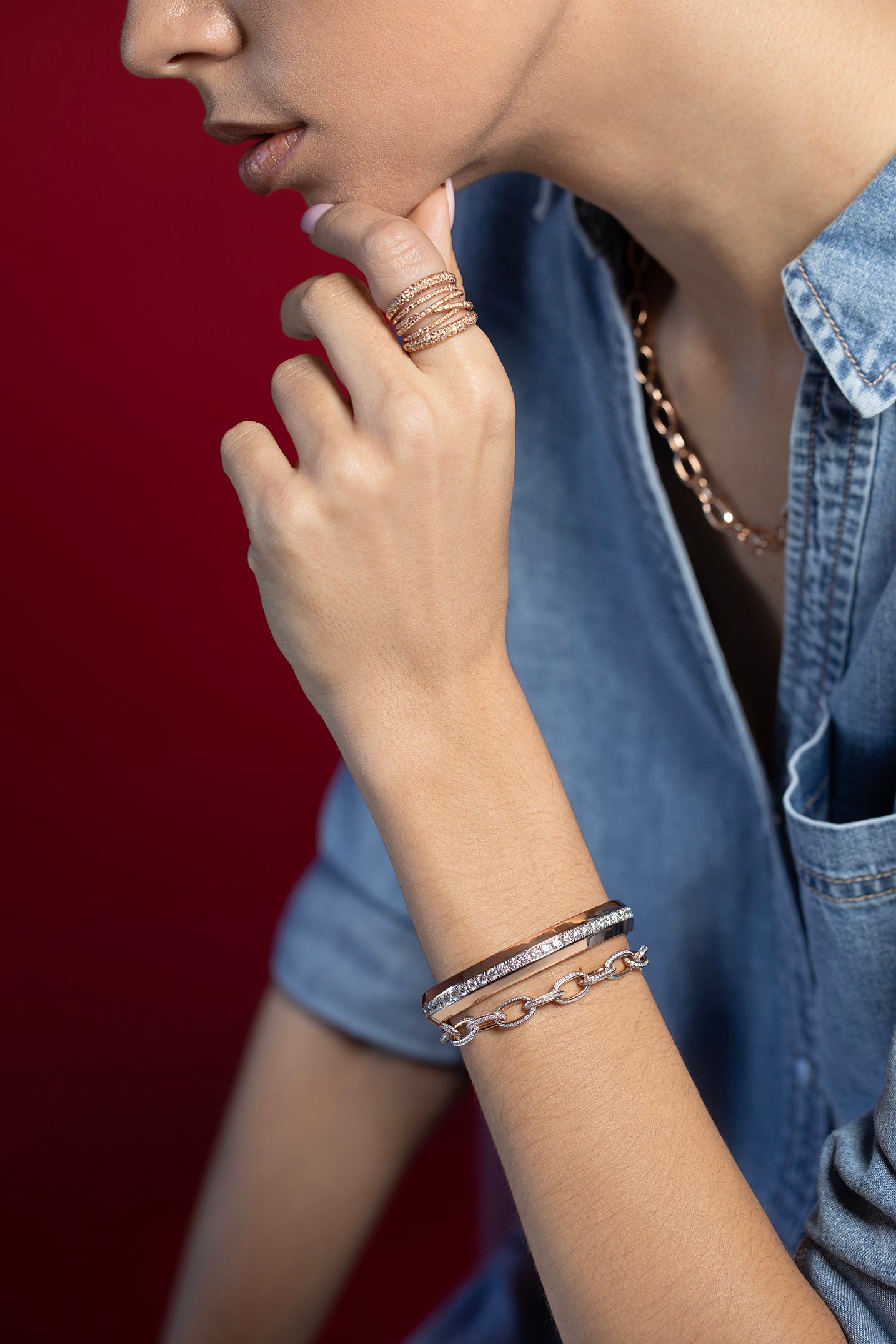 WALTERS FAITH-Grant Diamond Angle Bracelet-ROSE GOLD