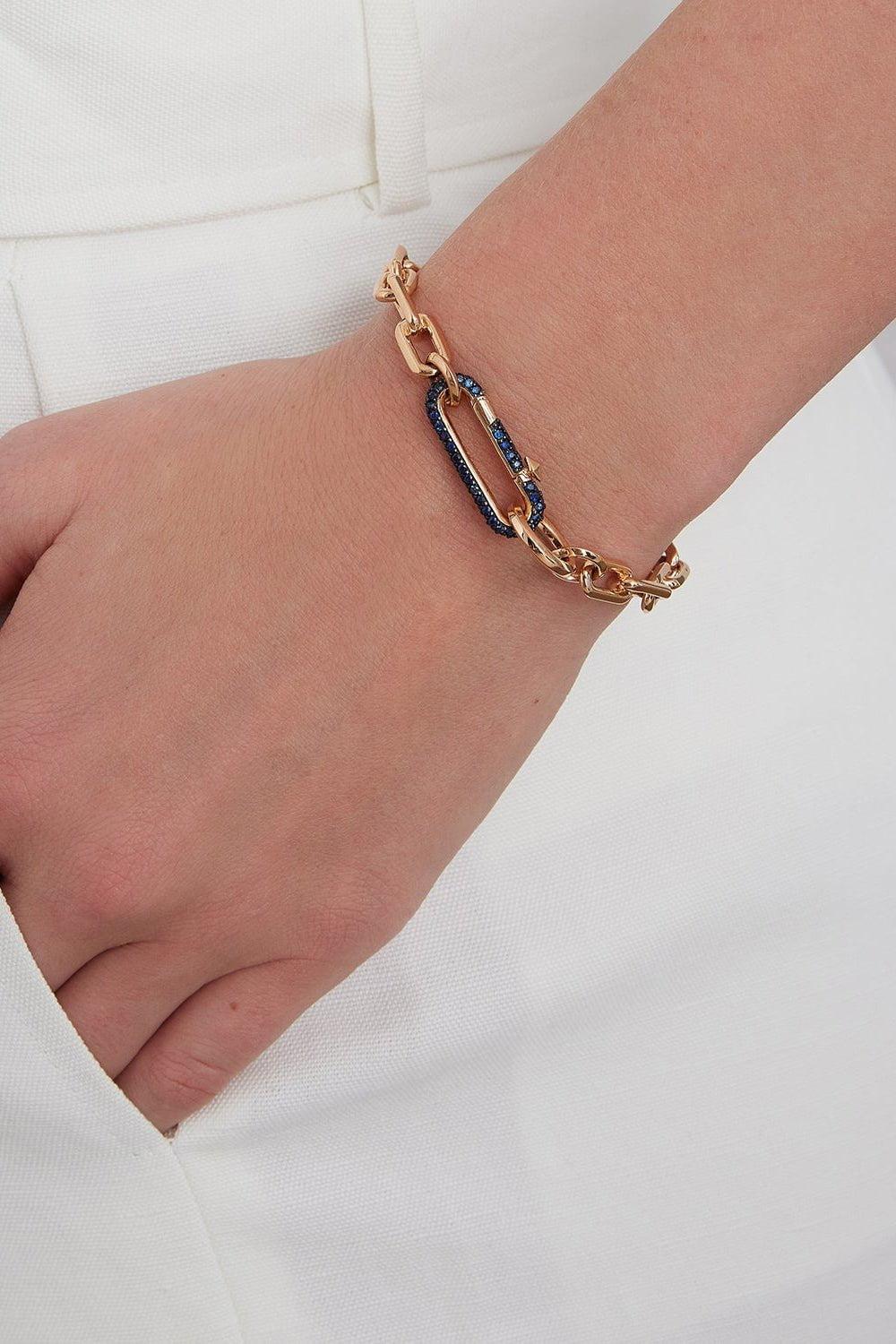 WALTERS FAITH-Saxon Blue Sapphire Chain Link Bracelet-ROSE GOLD