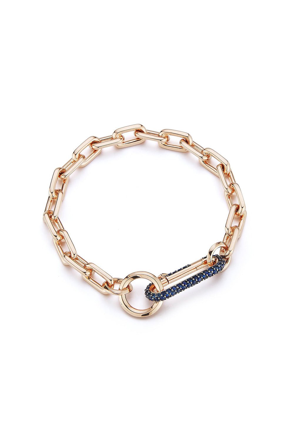 WALTERS FAITH-Saxon Blue Sapphire Chain Link Bracelet-ROSE GOLD