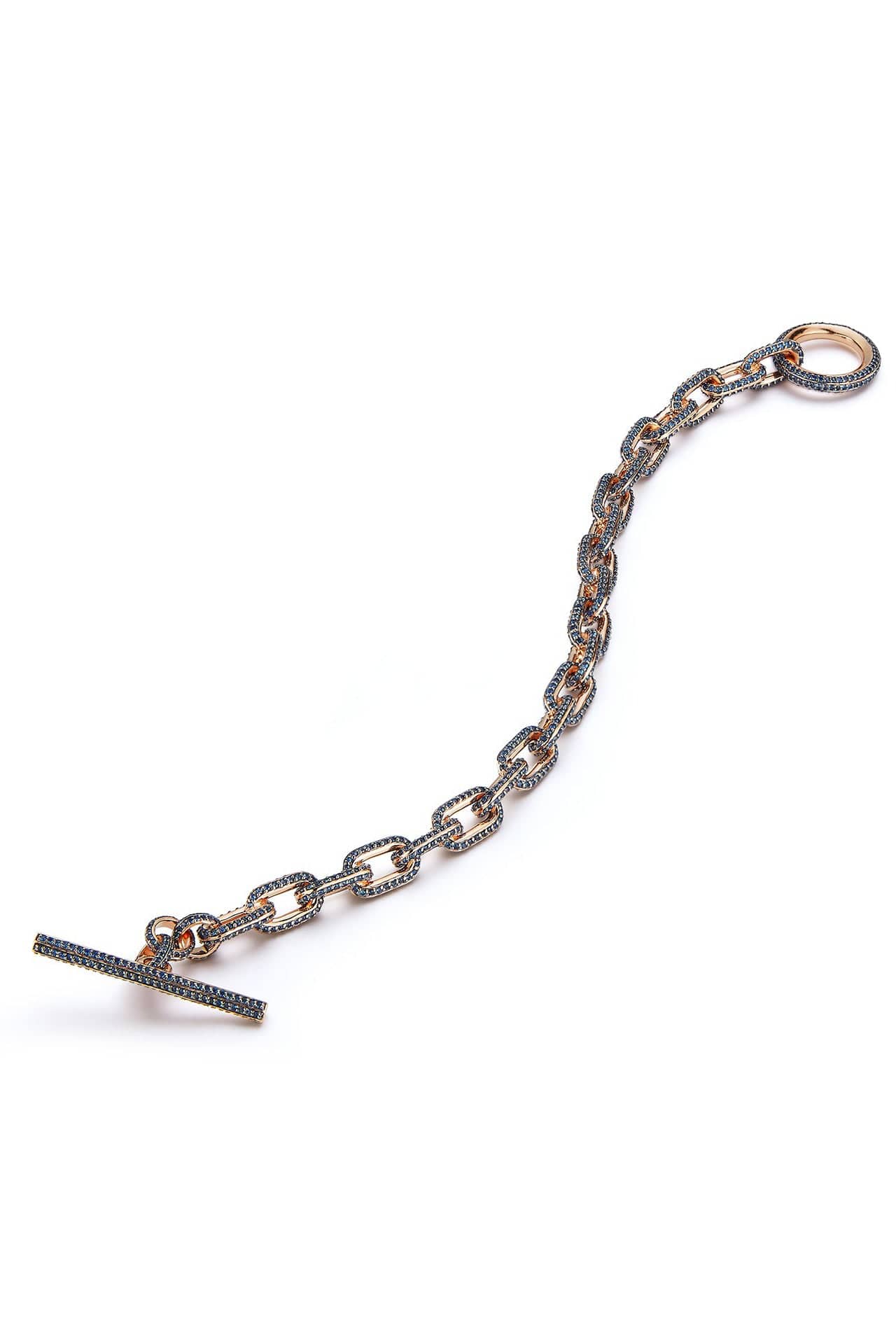 WALTERS FAITH-Saxon Blue Sapphire Chain Link Toggle Bracelet-ROSE GOLD