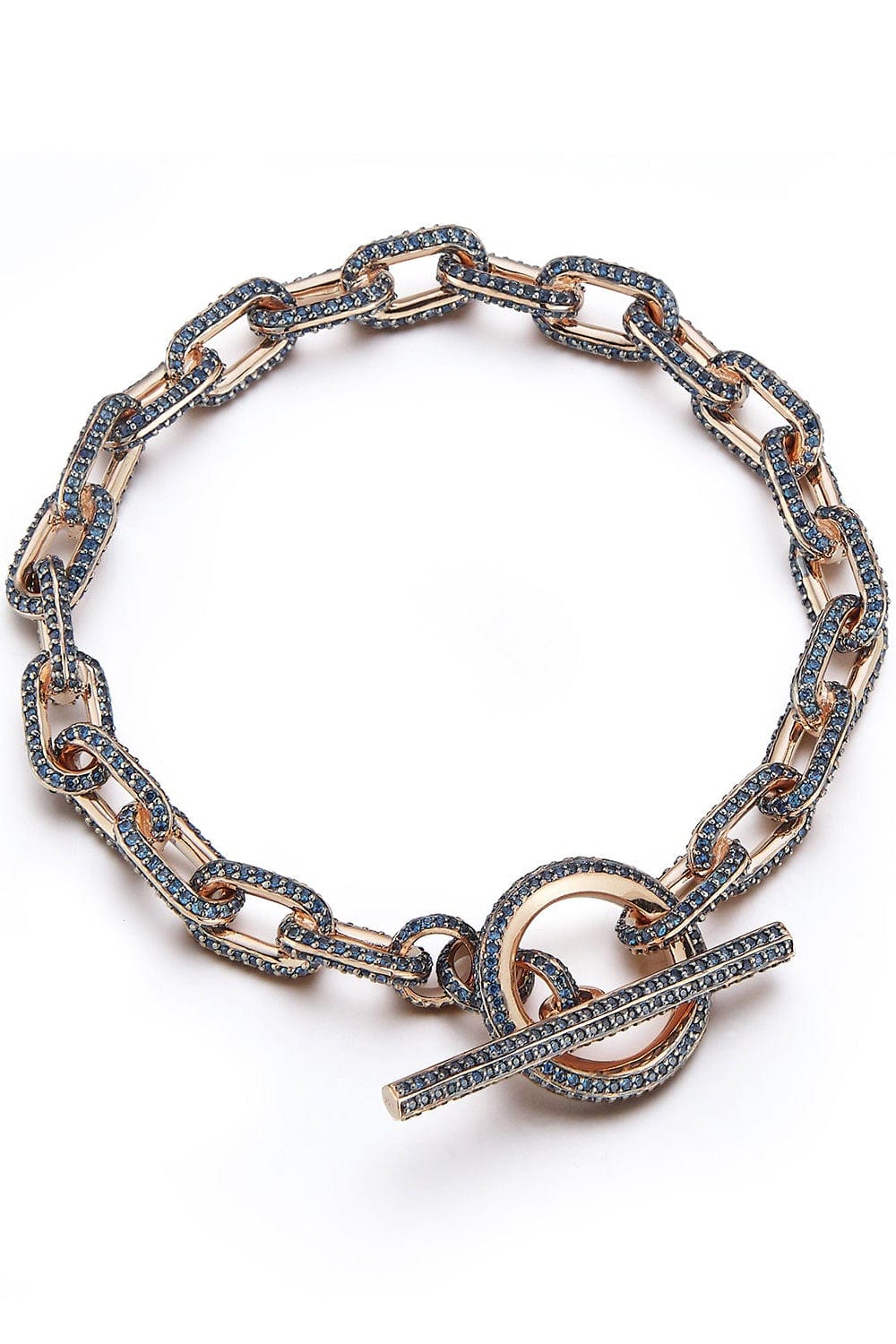 WALTERS FAITH-Saxon Blue Sapphire Chain Link Toggle Bracelet-ROSE GOLD