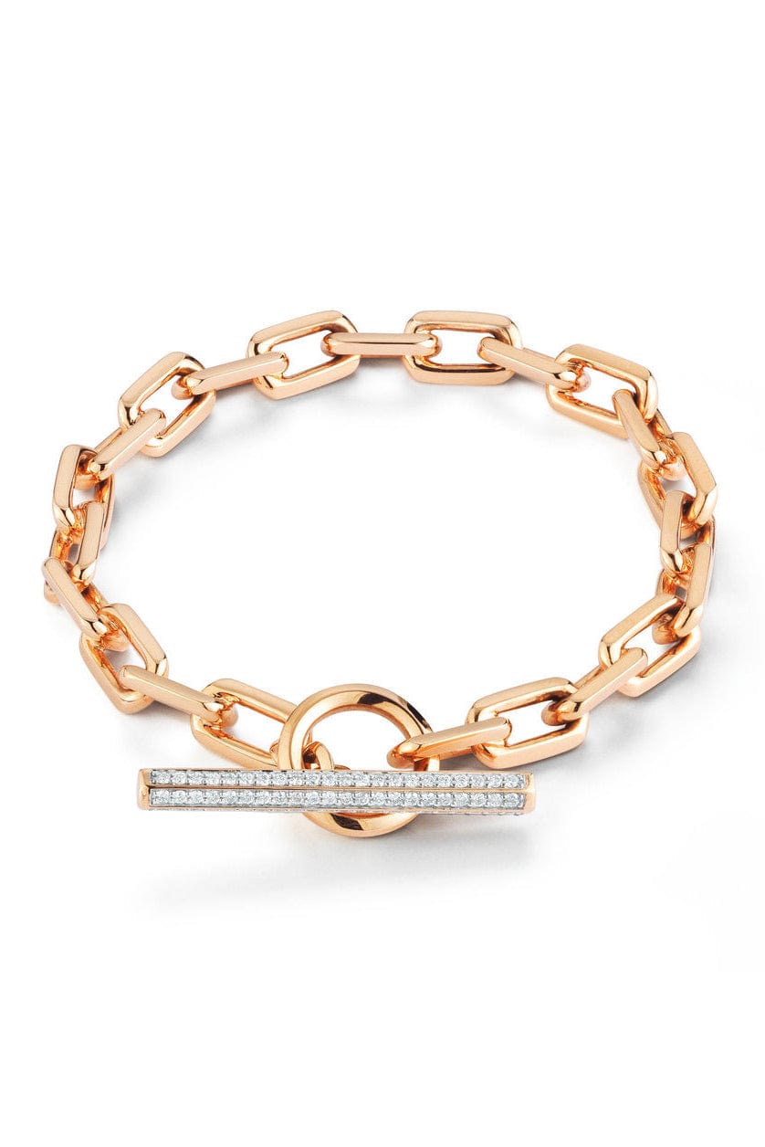 WALTERS FAITH-Saxon Diamond Toggle Chain Link Bracelet-ROSE GOLD