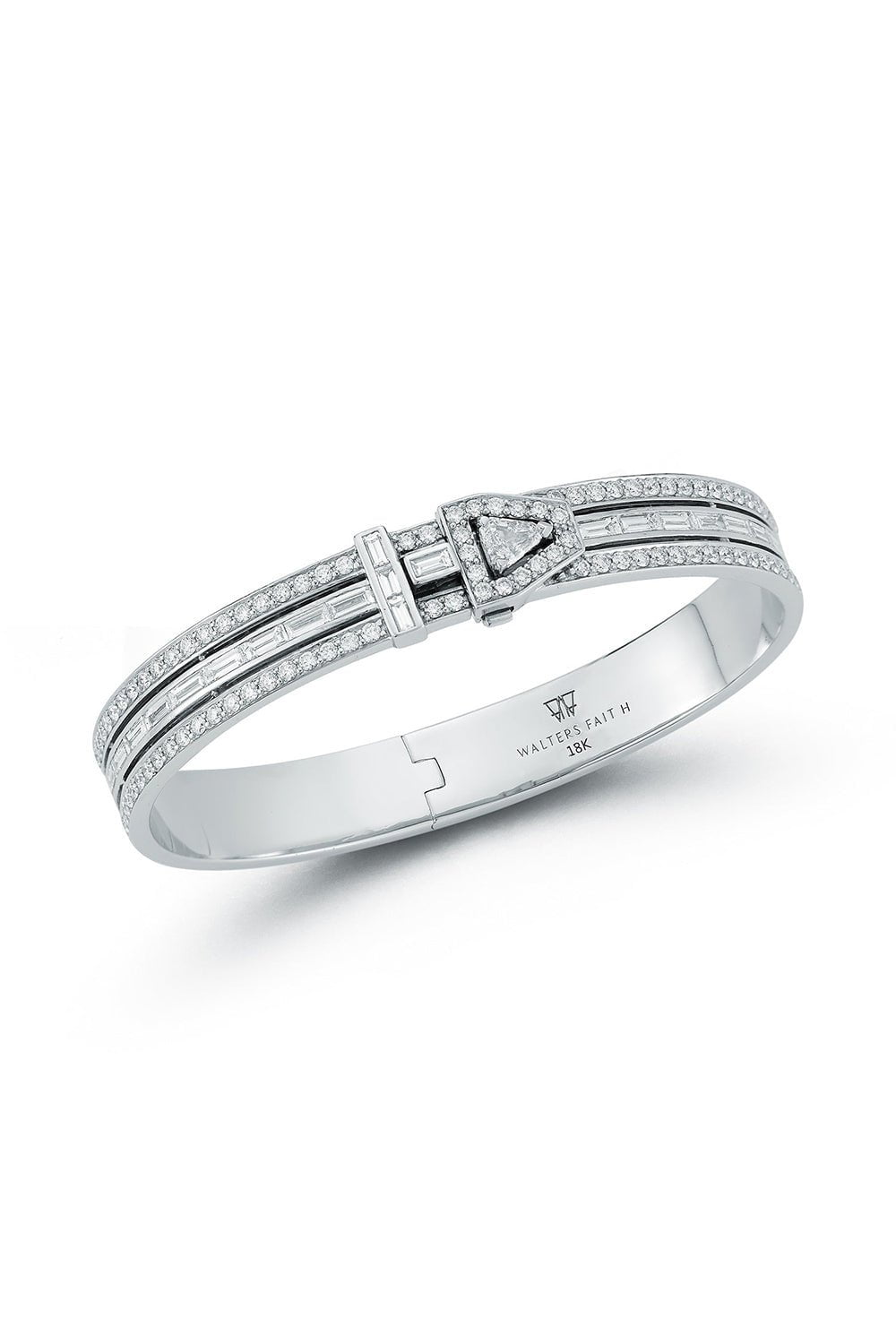 WALTERS FAITH-Keynes Diamond Buckle Bangle Bracelet-WHITE GOLD