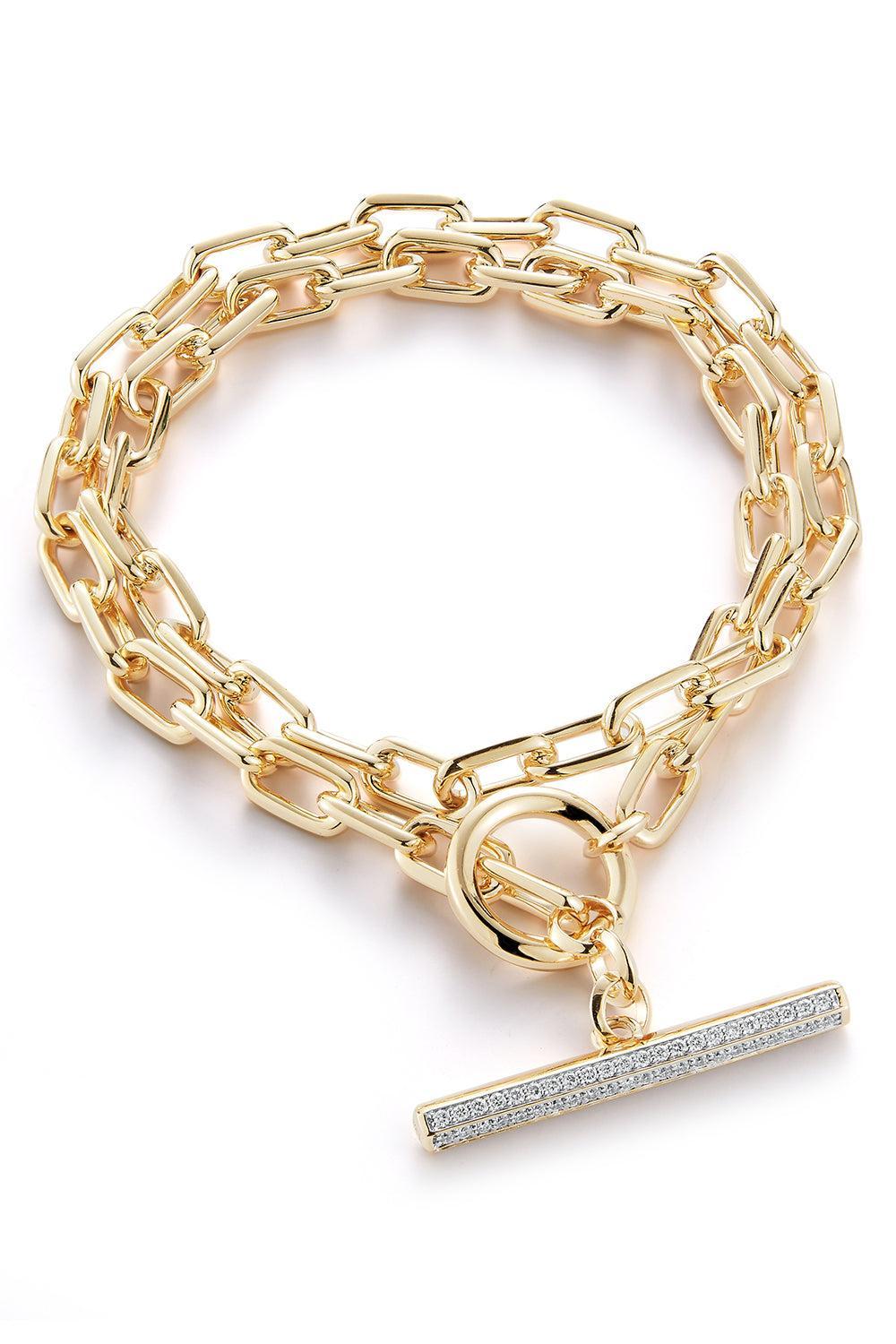 Saxon Double Wrap Diamond Toggle Bracelet-YELLOW GOLD-14.5-JEWELRYFINE JEWELBRACELET O-WALTERS FAITH