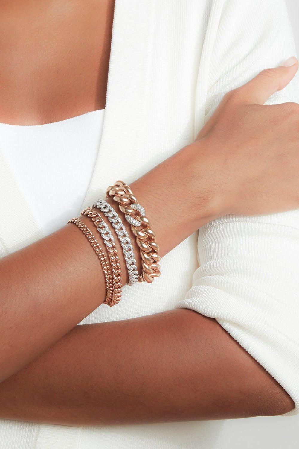 WALTERS FAITH-Saxon Small Curb Link Diamond Bracelet-YELLOW GOLD