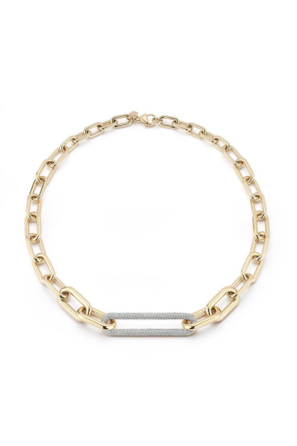 Morrell Elongated Diamond Link Necklace - Yellow Gold-YELLOW GOLD-JEWELRYFINE JEWELBRACELET O-WALTERS FAITH