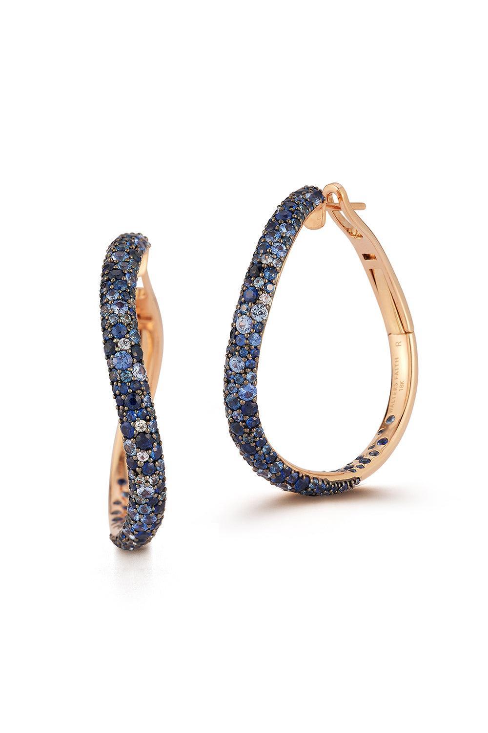 Blue Sapphire Julian Hoop Earirngs-ROSE GOLD-JEWELRYFINE JEWELEARRING-WALTERS FAITH