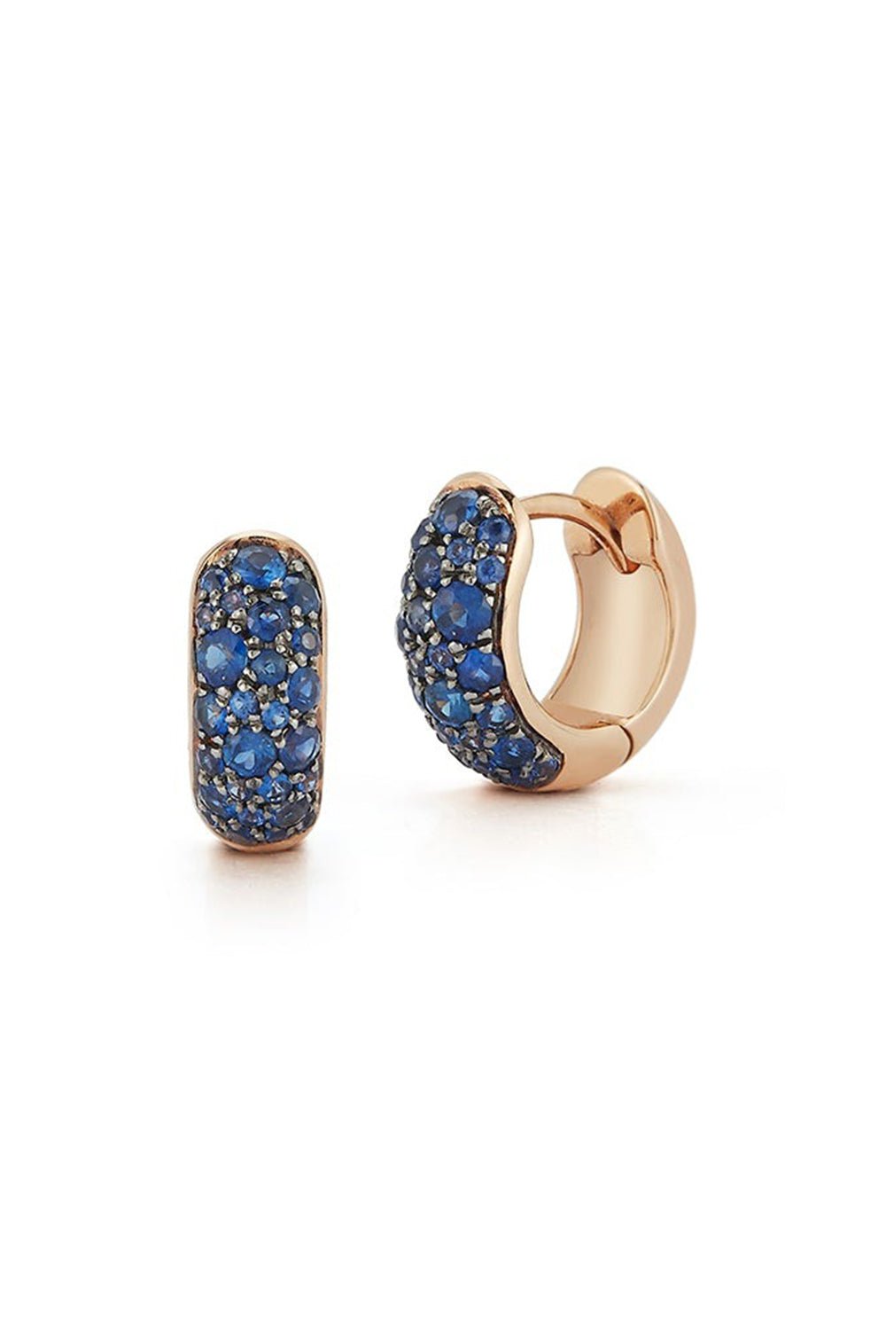 WALTERS FAITH-Blue Sapphire Julian Huggie Earrings-ROSE GOLD
