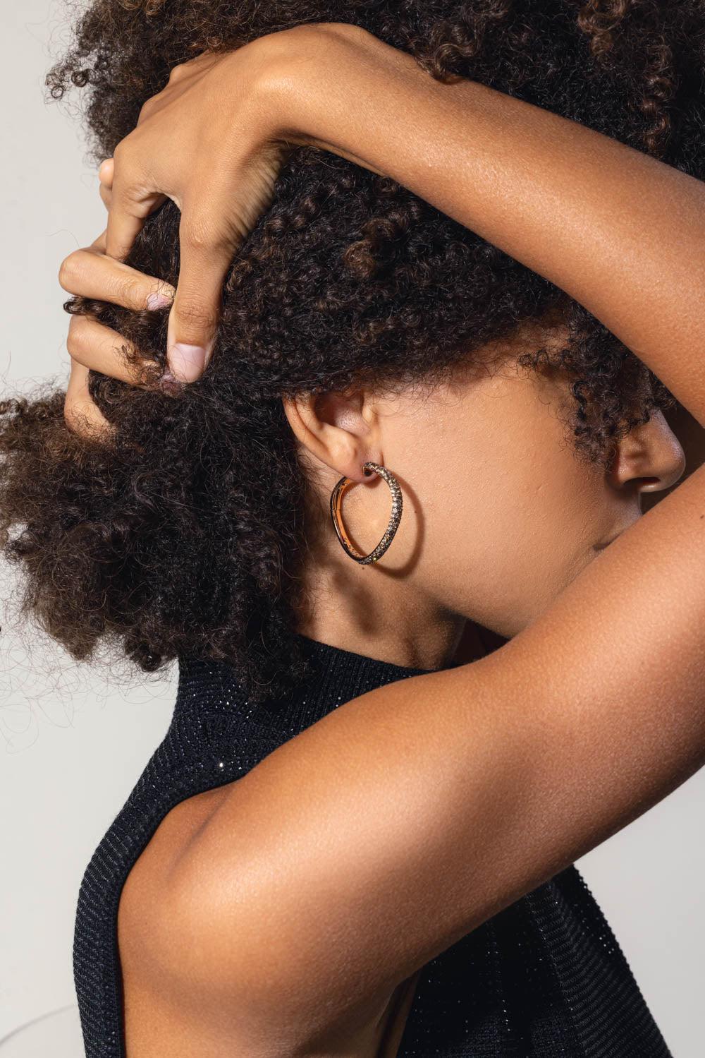 WALTERS FAITH-Champagne Diamond Julian Hoop Earrings-ROSE GOLD