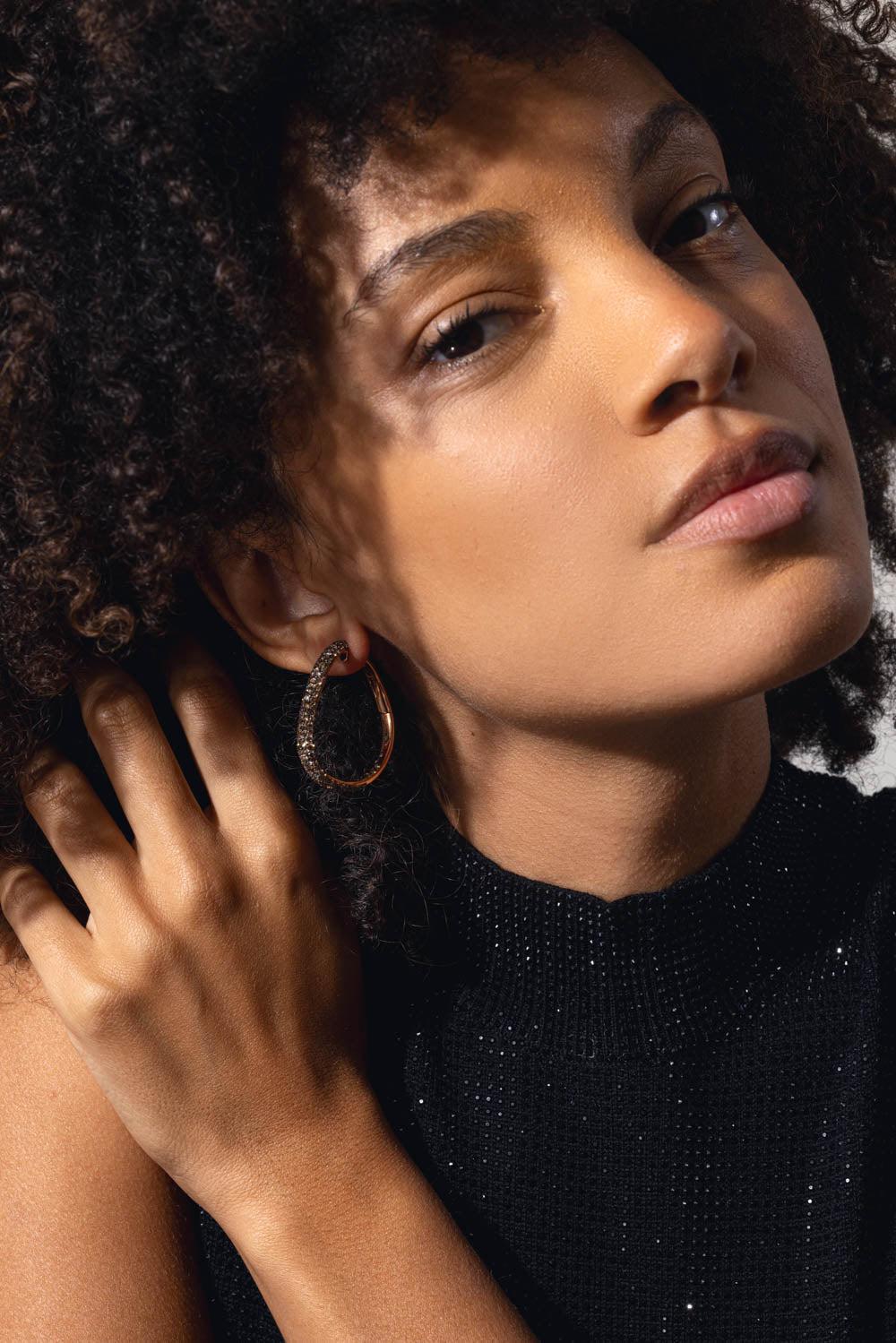 WALTERS FAITH-Champagne Diamond Julian Hoop Earrings-ROSE GOLD