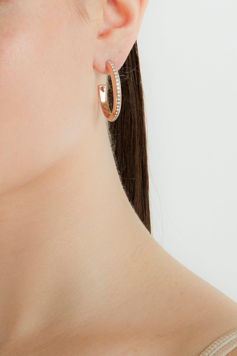 WALTERS FAITH-Champagne Diamond Knife Edge Hoop Earrings-ROSE GOLD