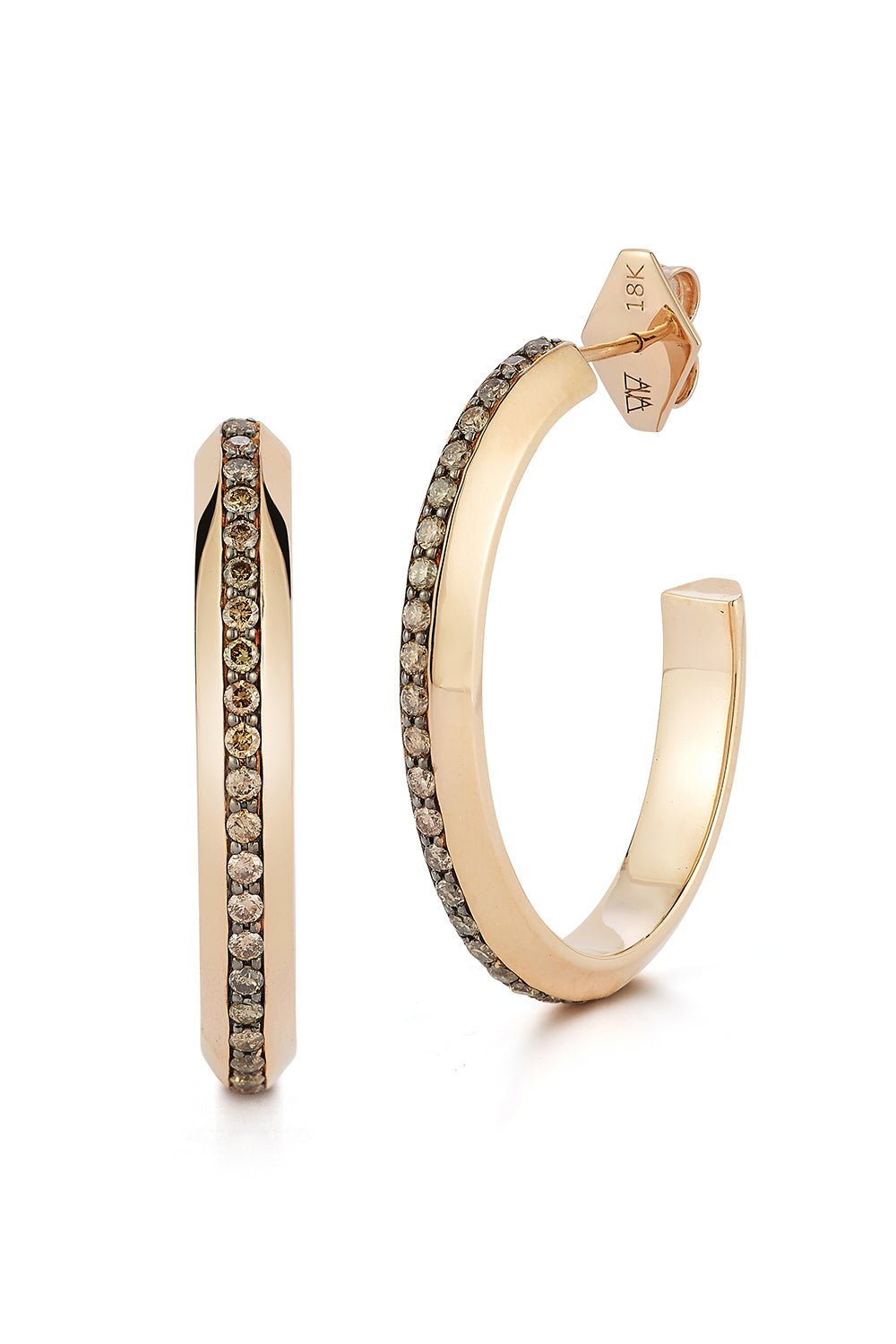 WALTERS FAITH-Champagne Diamond Knife Edge Hoop Earrings-ROSE GOLD