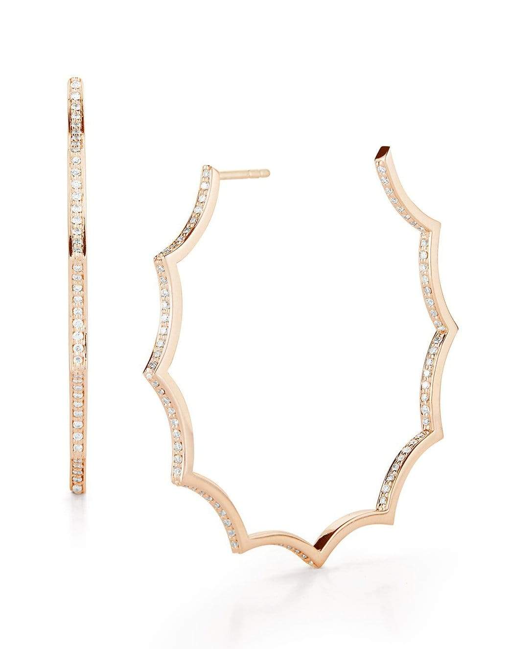 WALTERS FAITH-Clive Diamond Scalloped Hoop Earrings-ROSE GOLD