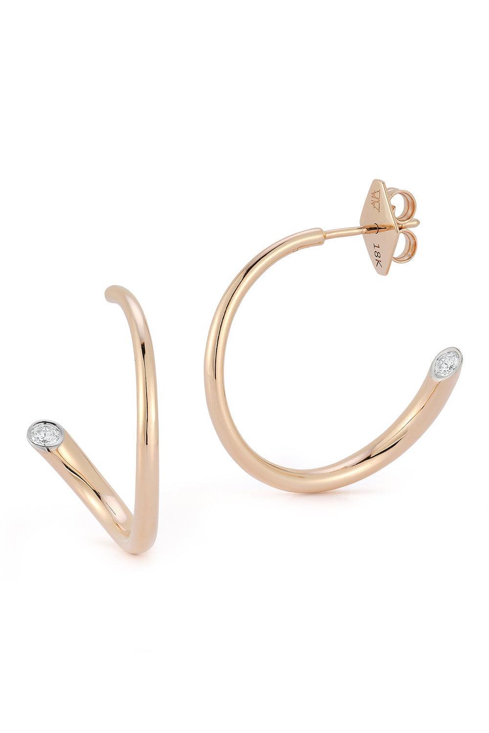 Diamond Small Thoby Tubular Hoop Earrings-ROSE GOLD-JEWELRYFINE JEWELEARRING-WALTERS FAITH