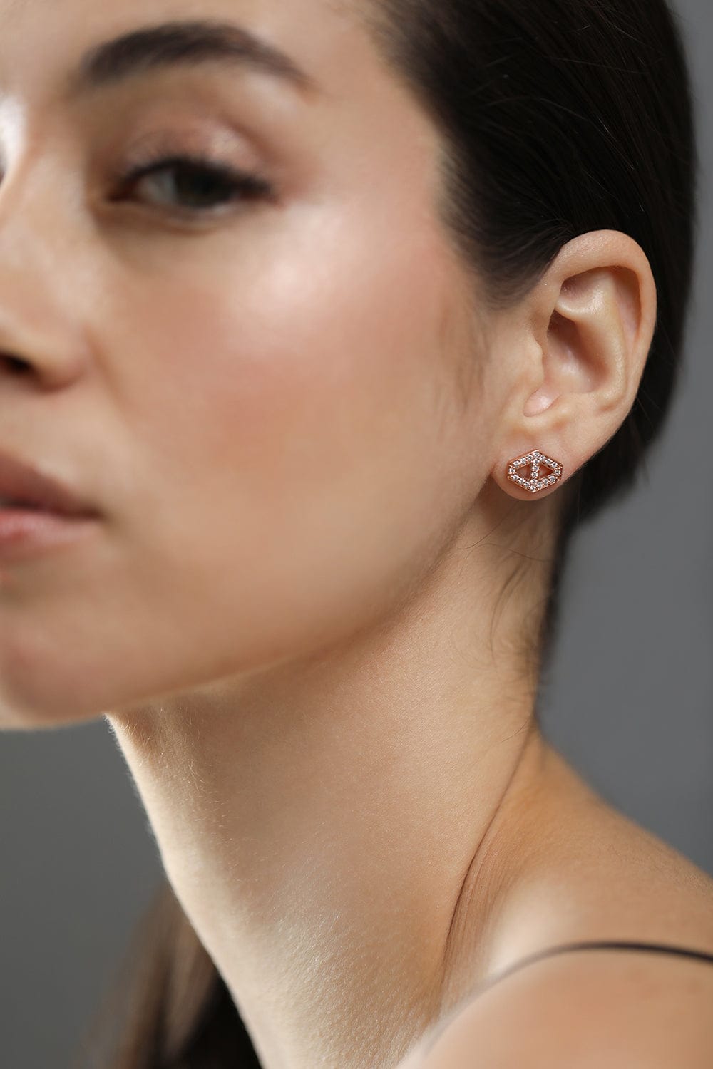 WALTERS FAITH-Keynes Hexagon Diamond Studs-ROSE GOLD