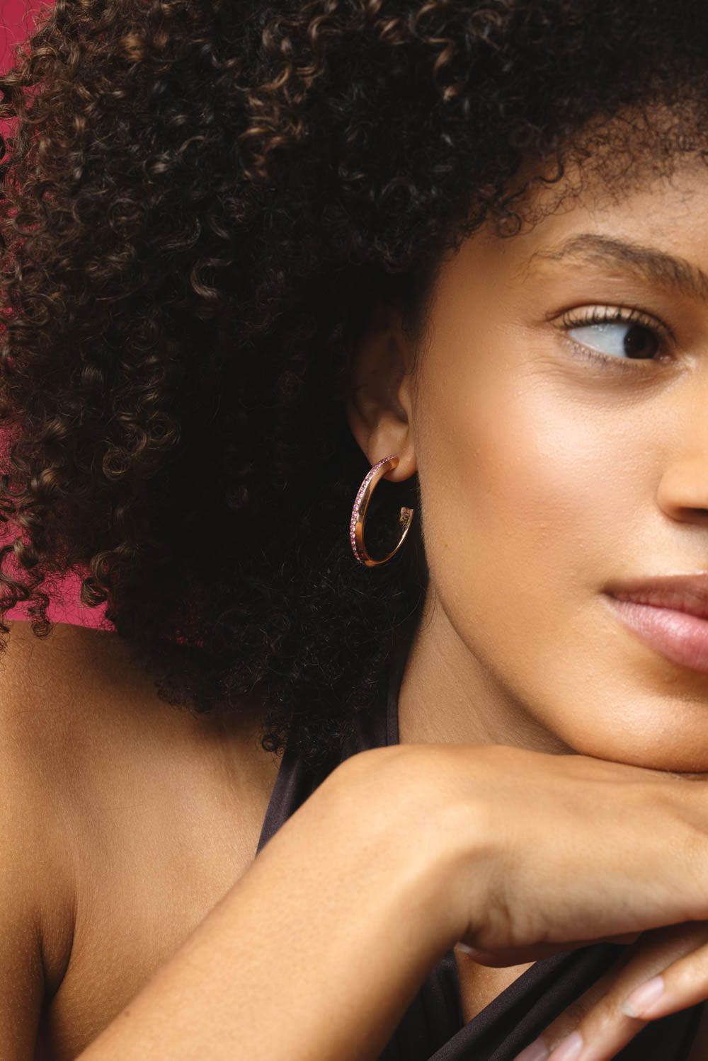 WALTERS FAITH-Pink Sapphire Grant Hoop Earrings-ROSE GOLD