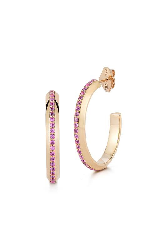 WALTERS FAITH-Pink Sapphire Grant Hoop Earrings-ROSE GOLD