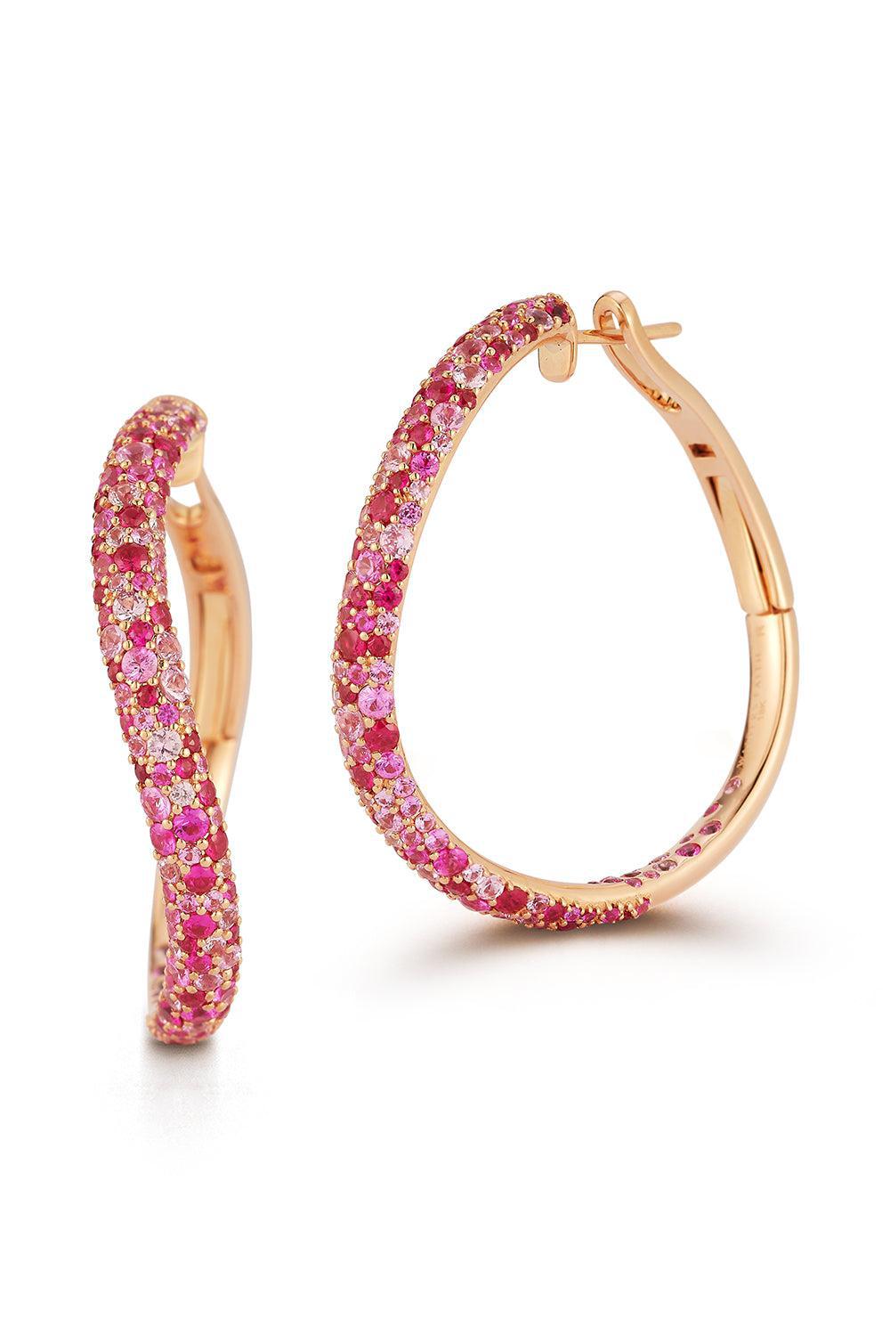 WALTERS FAITH-Pink Sapphire Julian Curved Hoop Earrings-ROSE GOLD