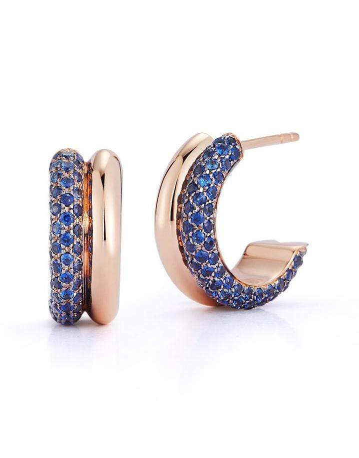 WALTERS FAITH-Thoby Blue Sapphire Tubular Huggies-ROSE GOLD
