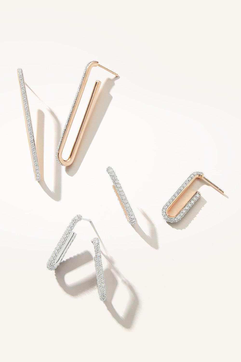 Saxon Elongated Diamond Chain Link Earrings-WHITE GOLD-JEWELRYFINE JEWELEARRING-WALTERS FAITH
