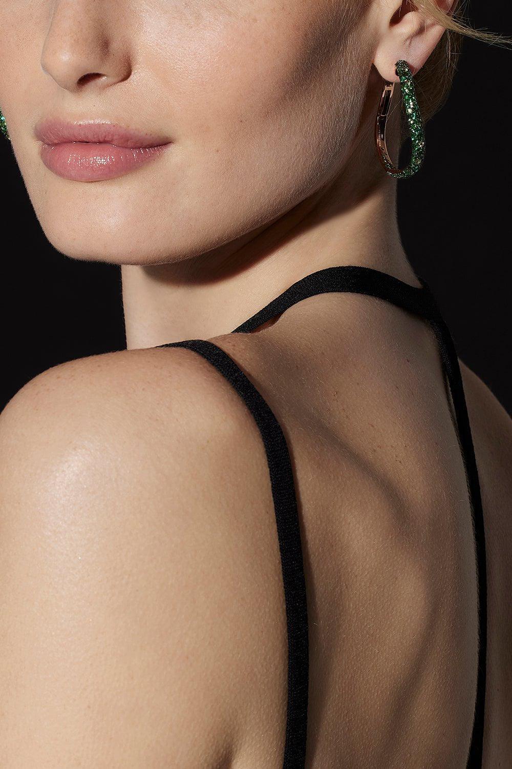 WALTERS FAITH-Emerald Julian Hoop Earrings-YELLOW GOLD