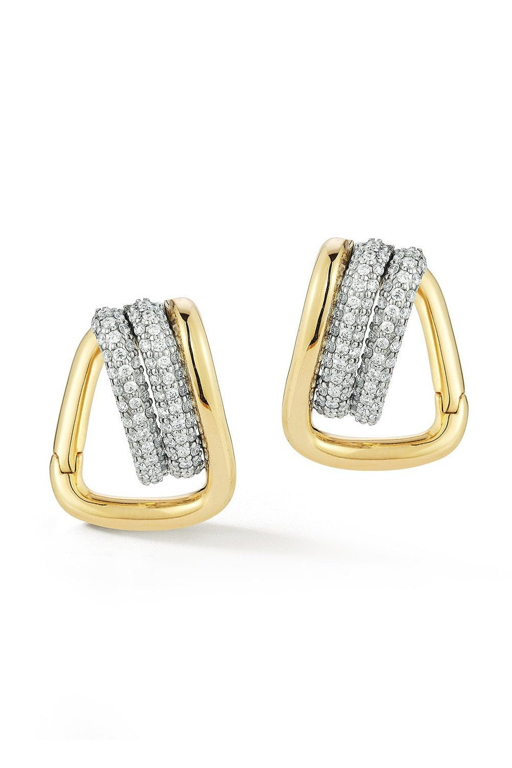 WALTERS FAITH-Huxley Diamond Coil Link Huggie Earrings-YELLOW GOLD