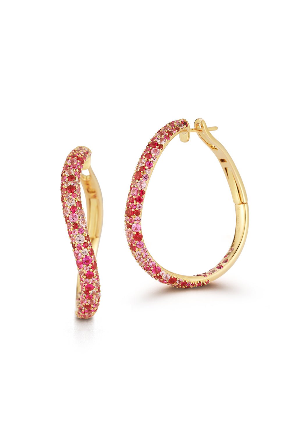WALTERS FAITH-Pink Sapphire Julian Curved Hoop Earrings-YELLOW GOLD