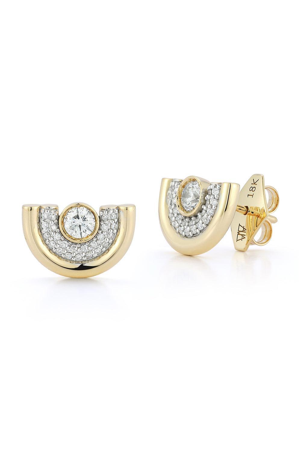 Thoby Tubular Diamond Stud Earrings-YELLOW GOLD-JEWELRYFINE JEWELEARRING-WALTERS FAITH