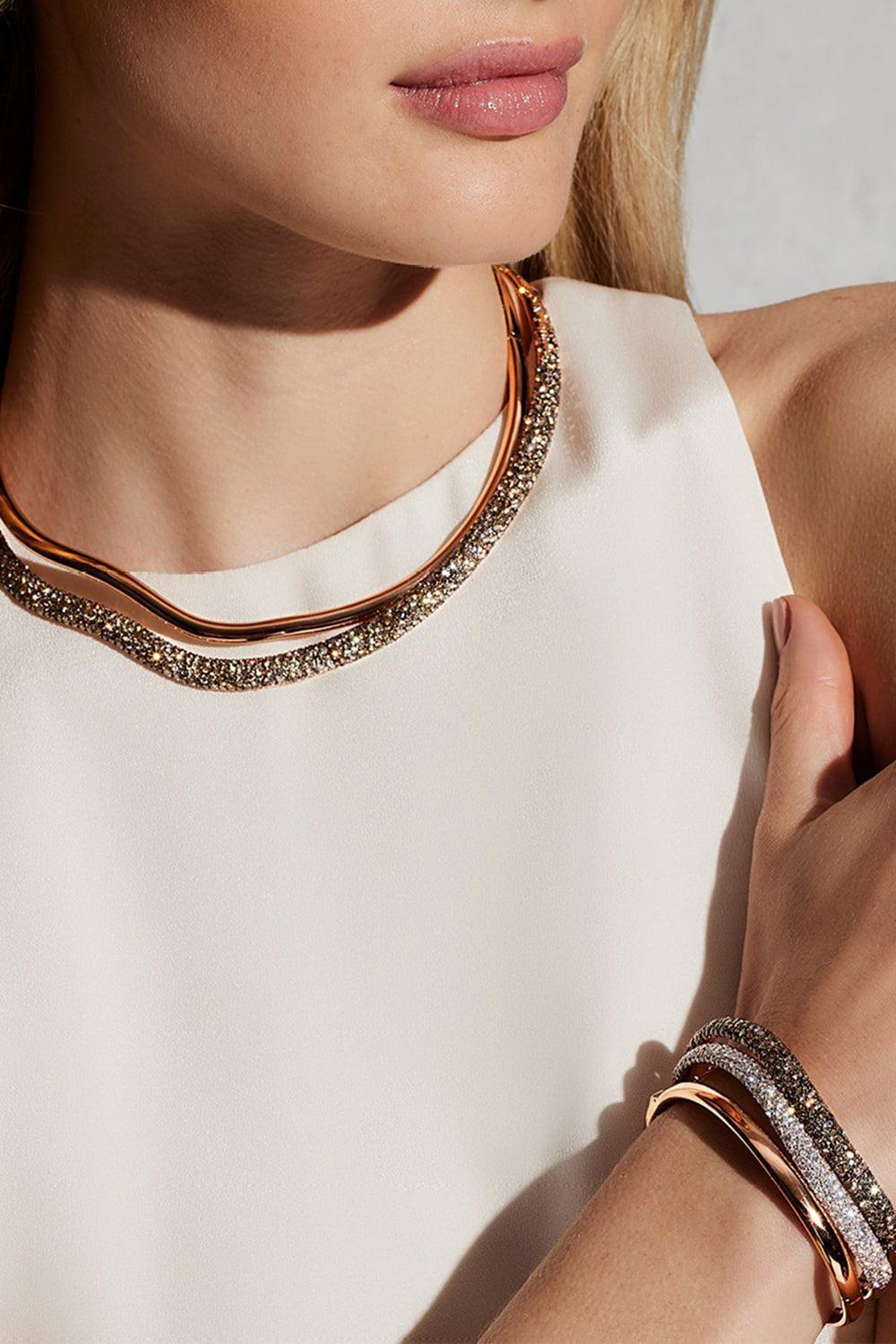 WALTERS FAITH-Champagne Diamond Julian Wave Necklace-ROSE GOLD