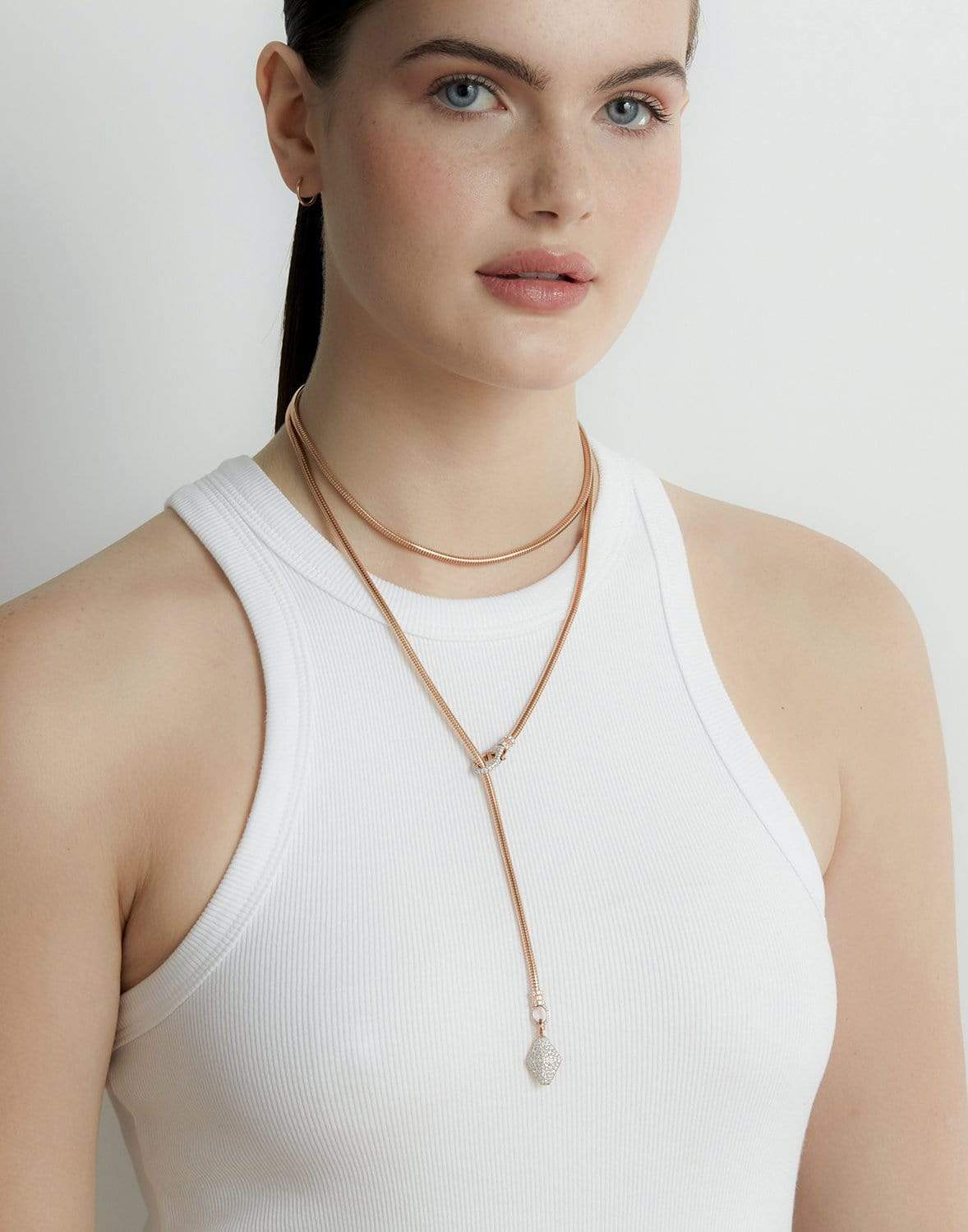 WALTERS FAITH-Clive Diamond Clasp Boa Chain-ROSE GOLD