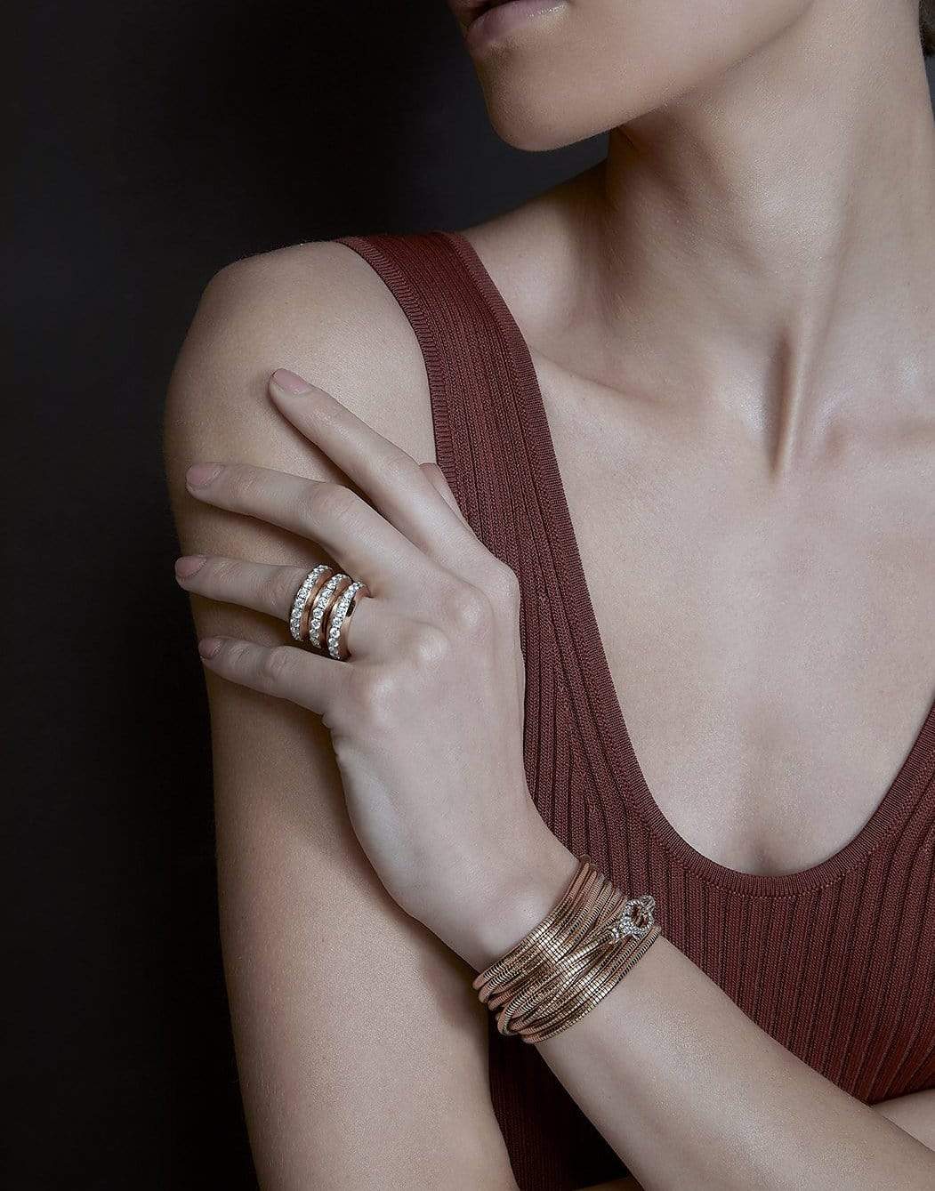 WALTERS FAITH-Clive Diamond Clasp Boa Chain-ROSE GOLD