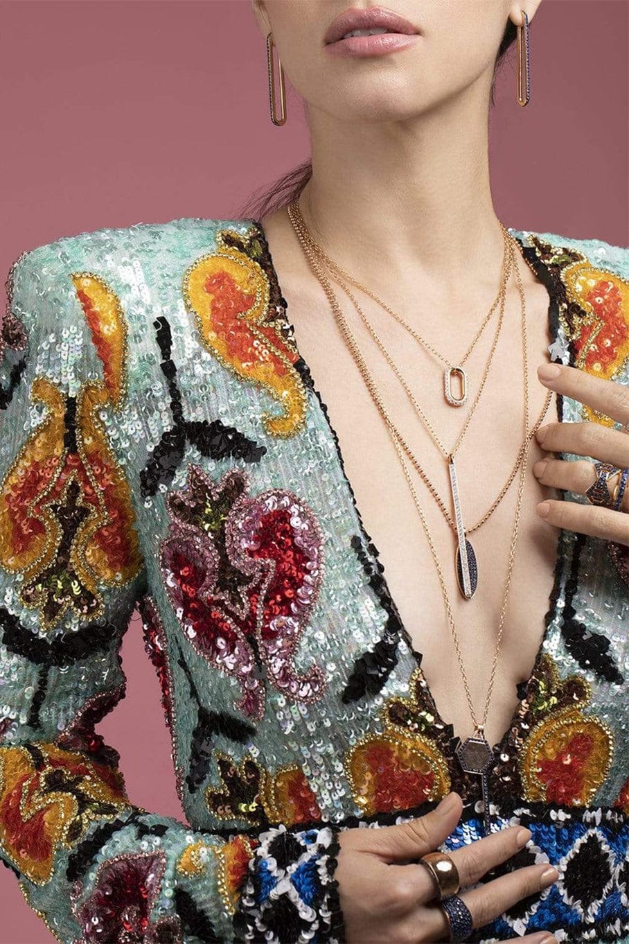 WALTERS FAITH-Saxon Diamond Pave Link Necklace-ROSE GOLD