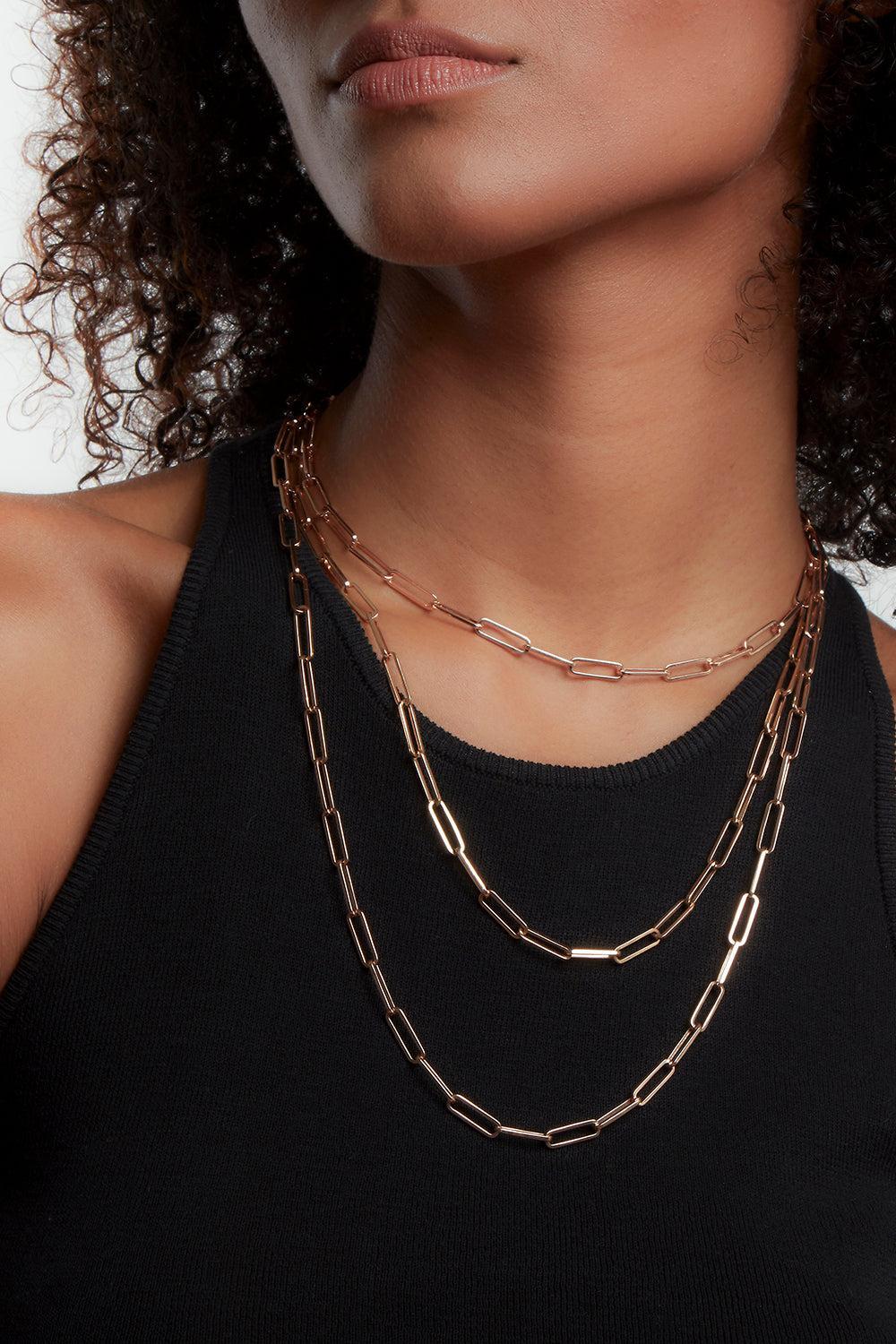 Saxon Paperclip Chain Necklace-YELLOW GOLD-16-JEWELRYFINE JEWELNECKLACE O-WALTERS FAITH