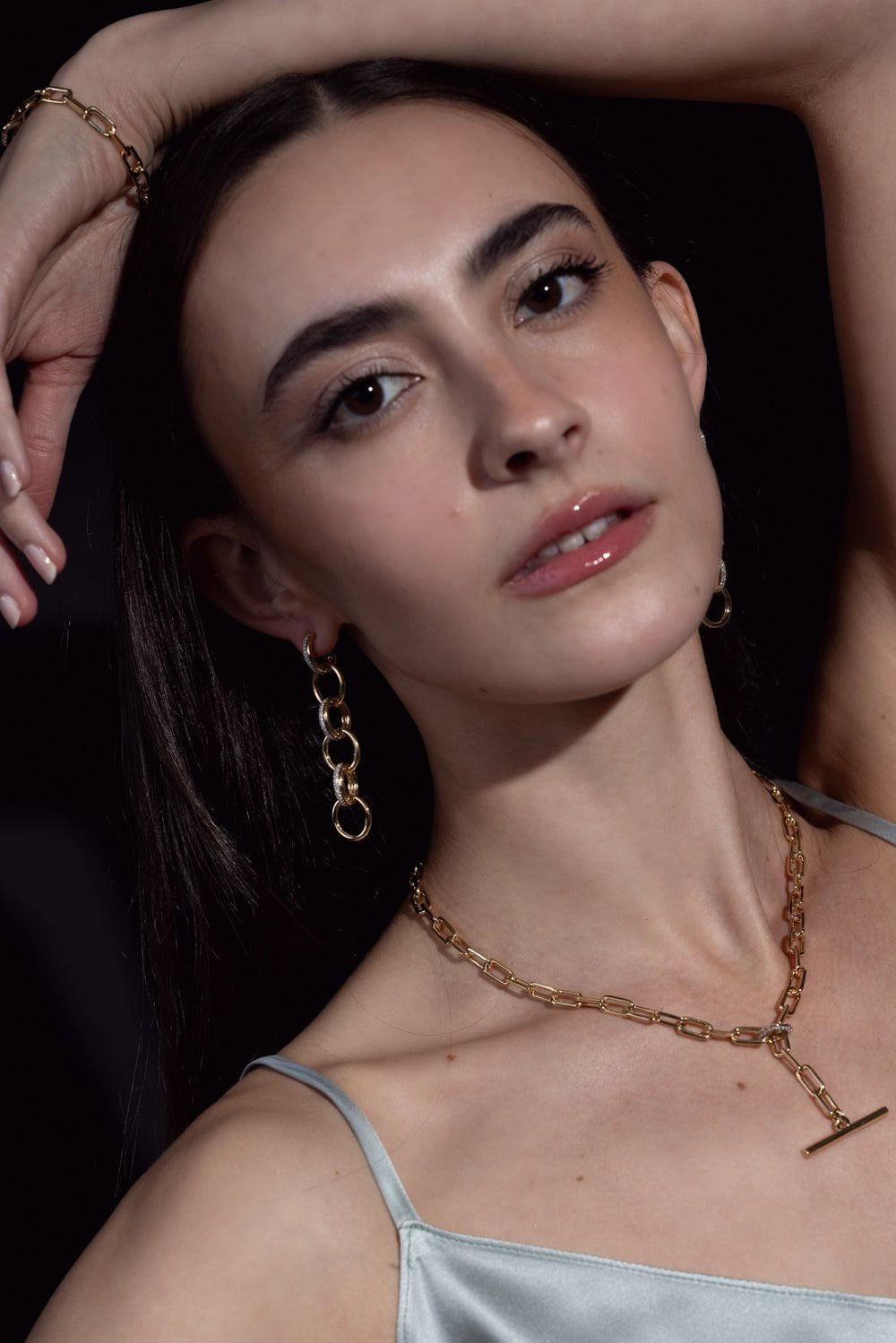 WALTERS FAITH-Saxon Diamond Chain Link Necklace-YELLOW GOLD