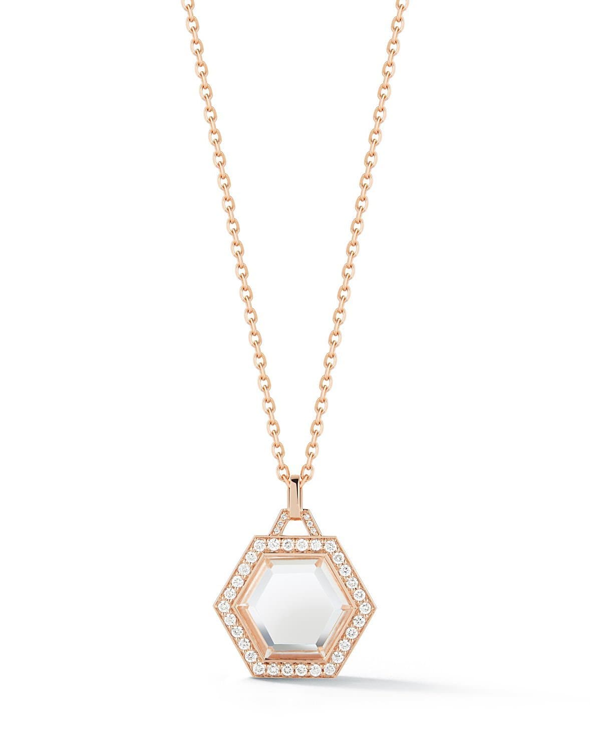 WALTERS FAITH-Bell Rock Crystal Hexagon Charm-ROSE GOLD