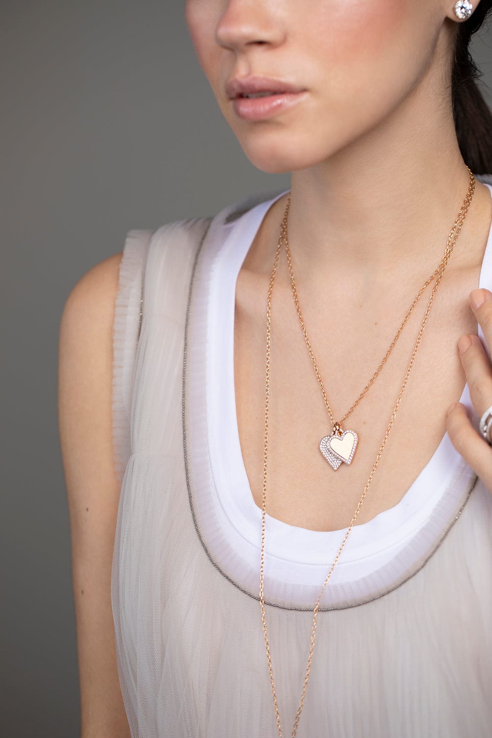 WALTERS FAITH-Dora All Diamond Heart Charm-ROSE GOLD