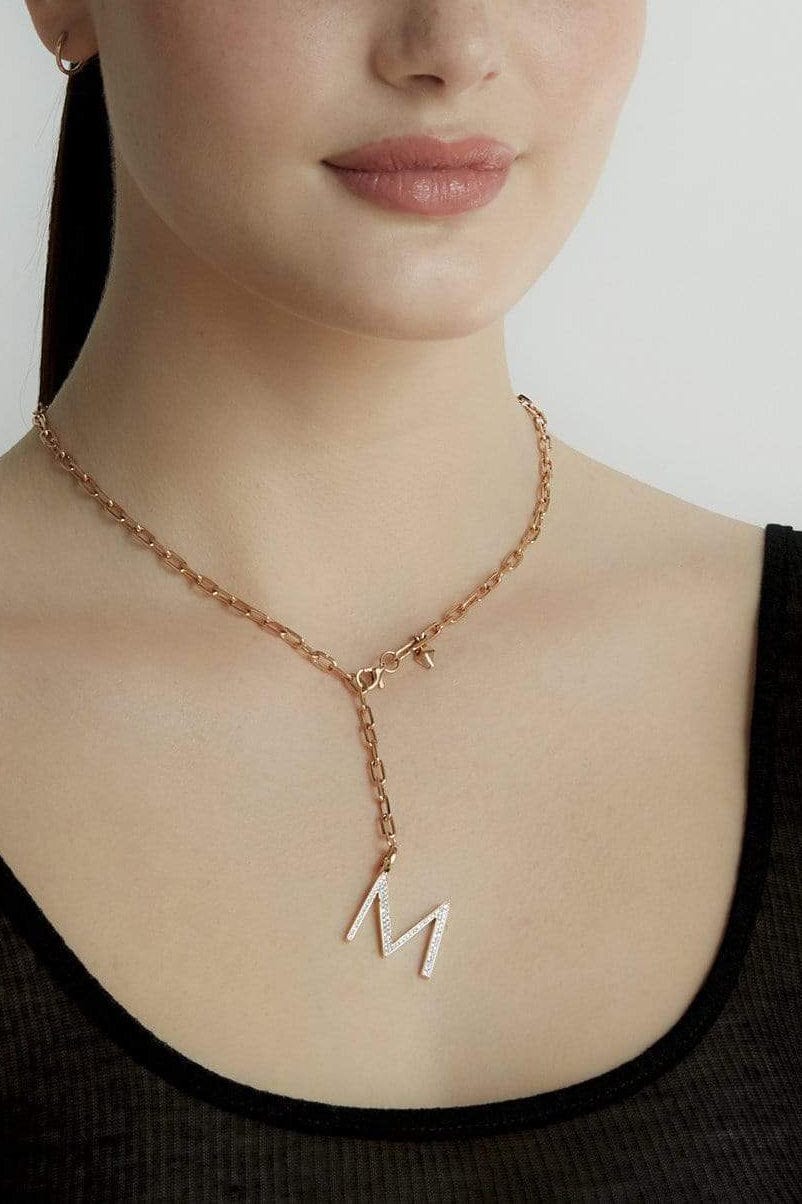 WALTERS FAITH-Woolf Diamond "M" Initial Charm-ROSE GOLD