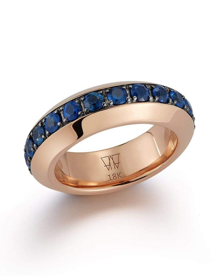 WALTERS FAITH-Grant Blue Sapphire Angled Band Ring-ROSE GOLD