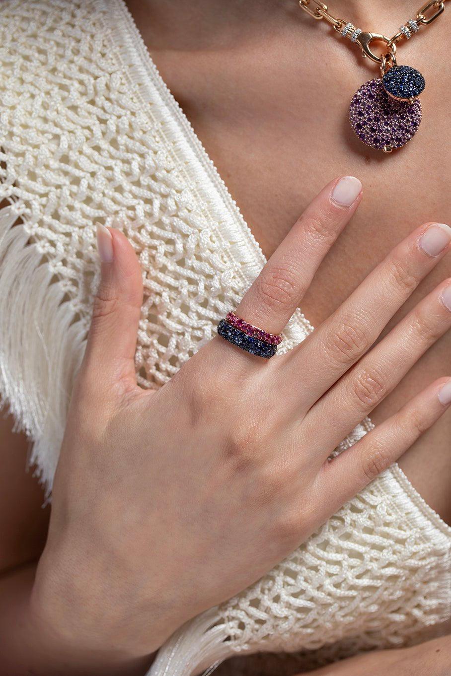 WALTERS FAITH-OC X WF Pink Sapphire Band Ring-ROSE GOLD