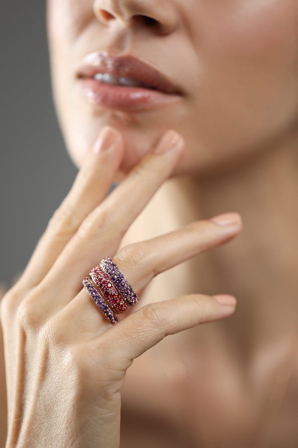 WALTERS FAITH-OC x WF Wide Purple Amethyst Ring-ROSE GOLD
