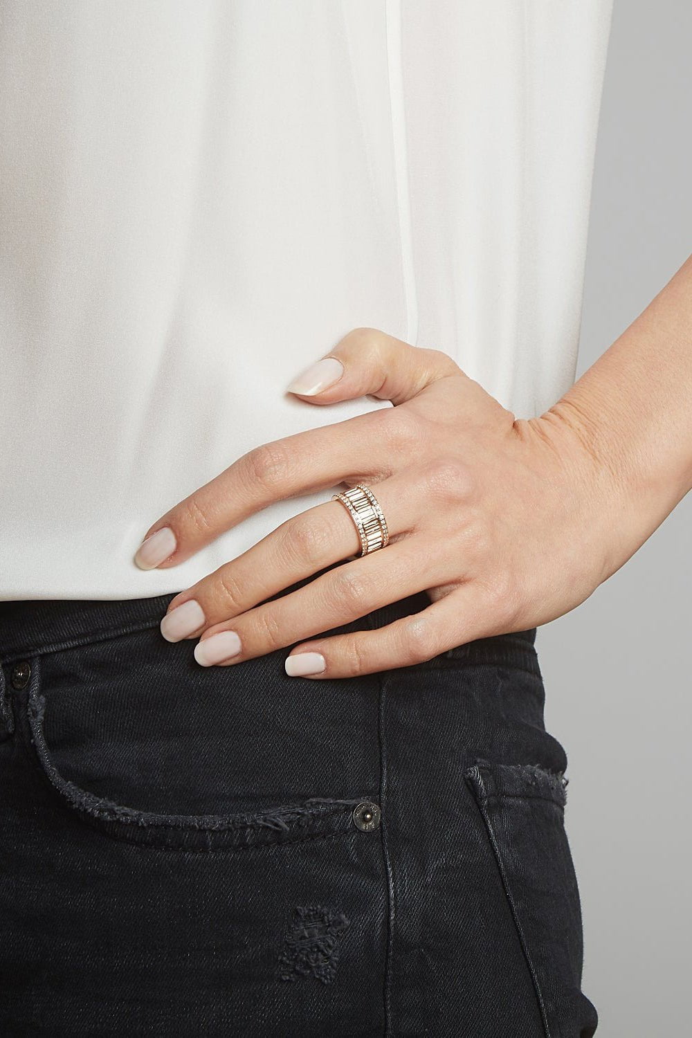 WALTERS FAITH-Clive Diamond Fluted Ring-WHITE GOLD
