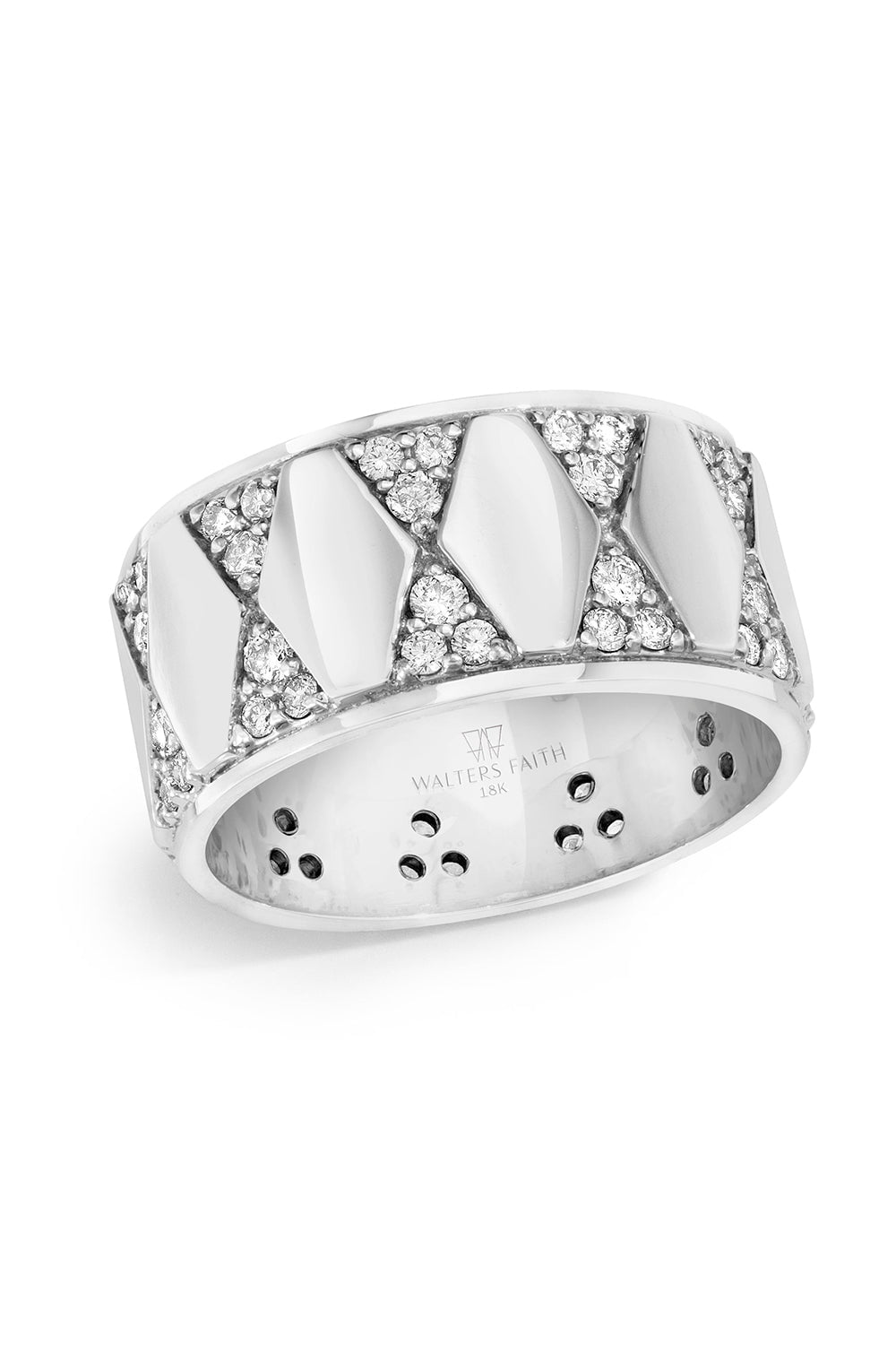 WALTERS FAITH-Quentin Diamond Hexagon Cigar Band-WHITE GOLD