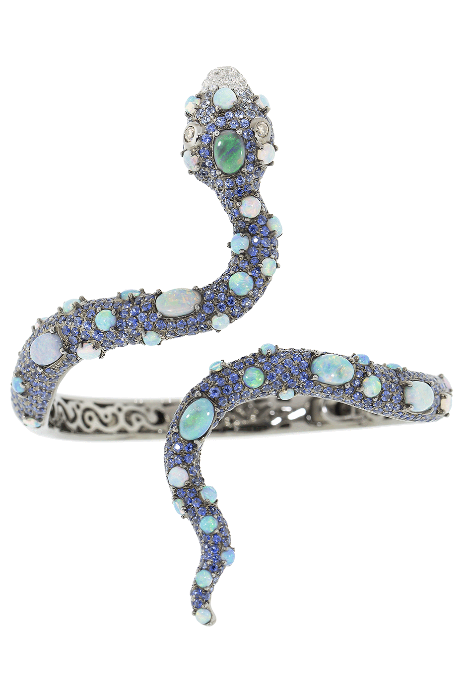 WENDY YUE-Blue Sapphire And Opal Snake Bracelet-WHITE GOLD