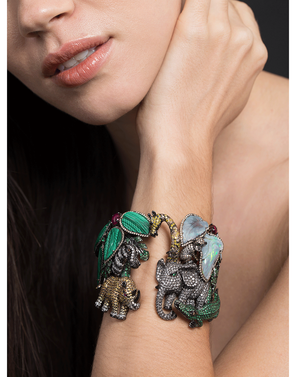 WENDY YUE-Diamond Jungle Animal Cuff-WHITE GOLD